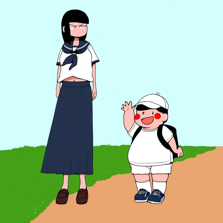 siblings walk to school morning