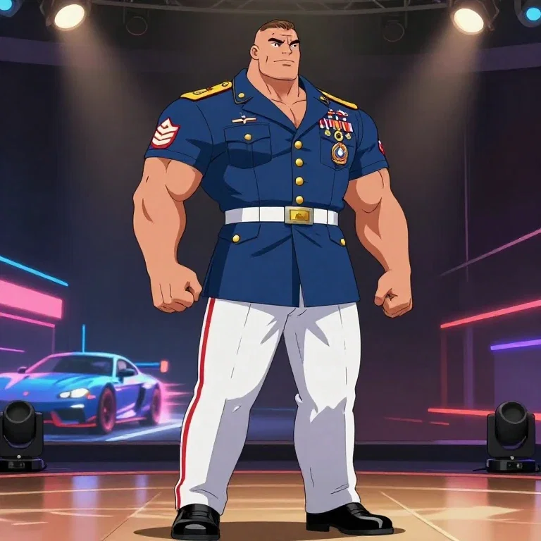 anime marine strongman on stage