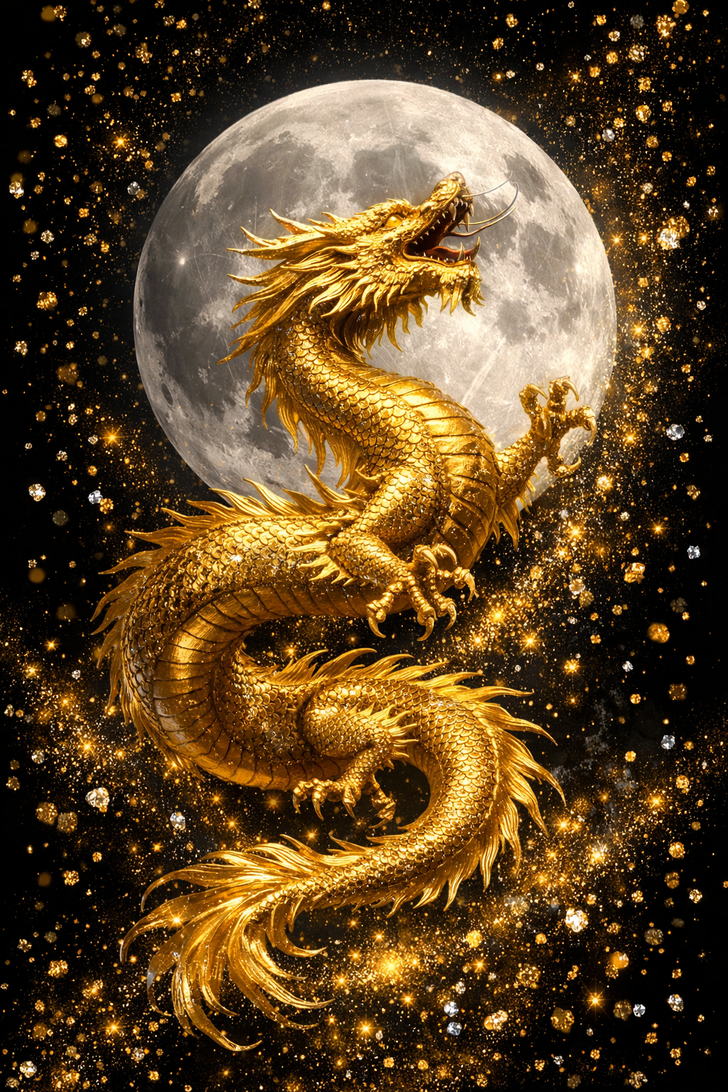 golden dragon ascending to heavens