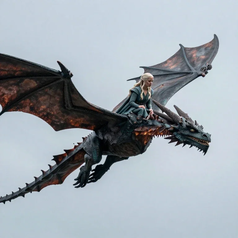 daenerys targaryen riding dragon in sky