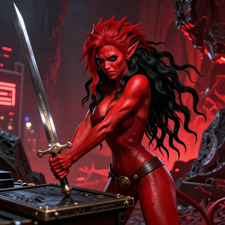 female demon warrior taxes fantasy art