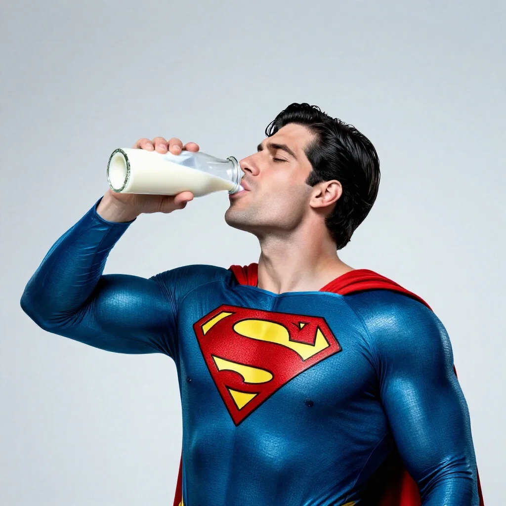 milk drinking superman