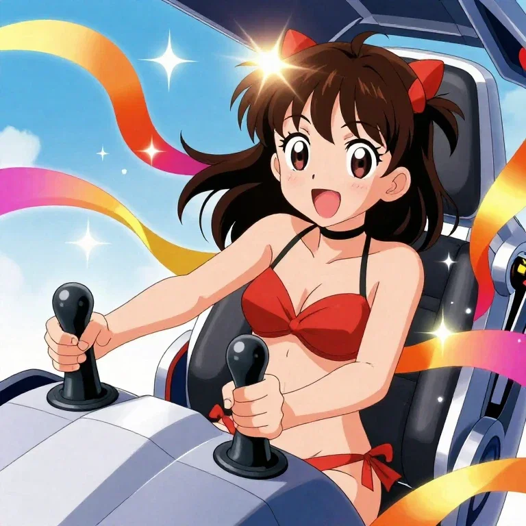 magical girl transforming in cockpit