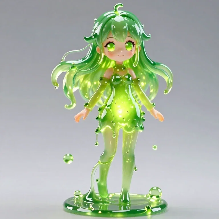 anime slime girl figure green translucent
