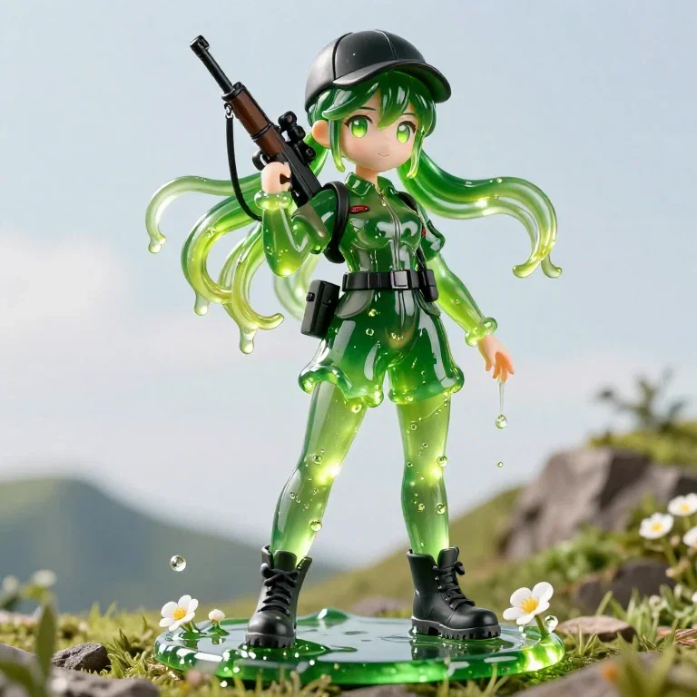 anime slime girl figure green translucent