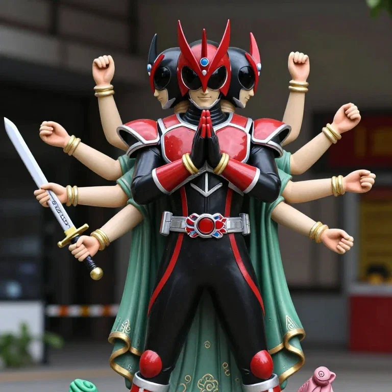 statue of multi armed deity with serene expression