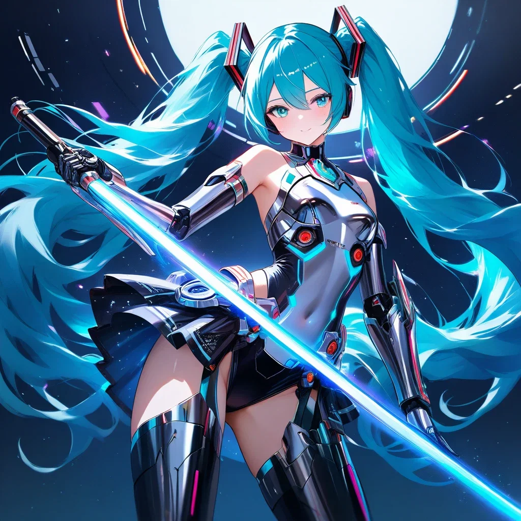 hatsune miku metal cyborg hero laser blade