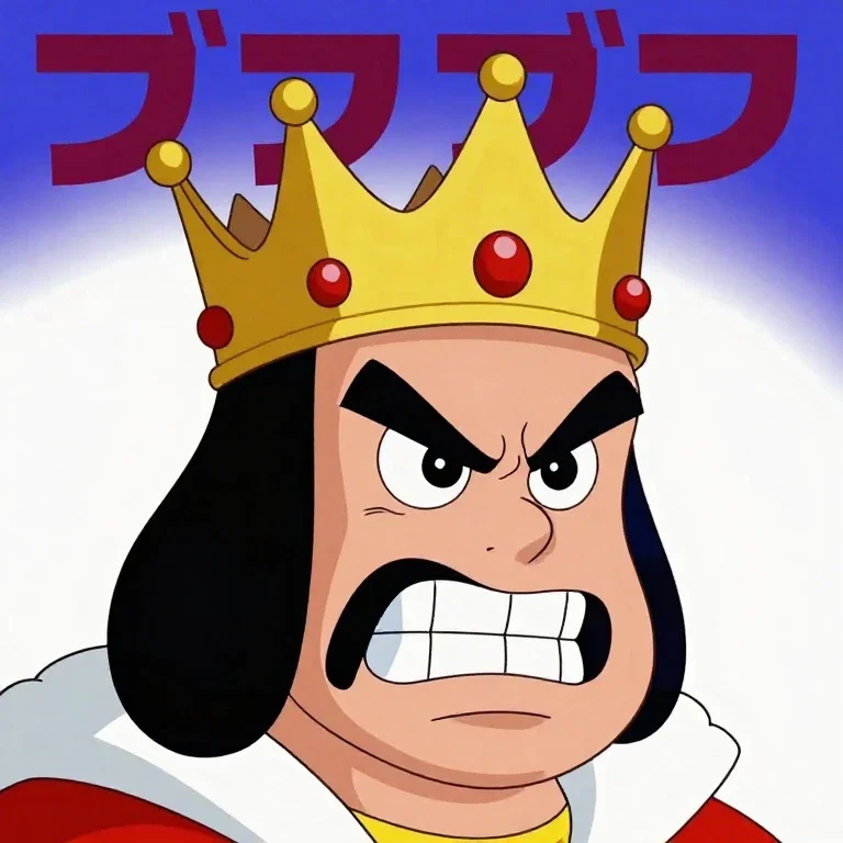 cartoon king with crown and jewels