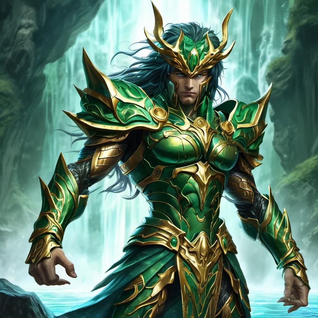 fantasy art saint seiya shiryu armor waterfall