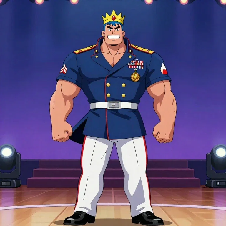 anime marine strongman on stage