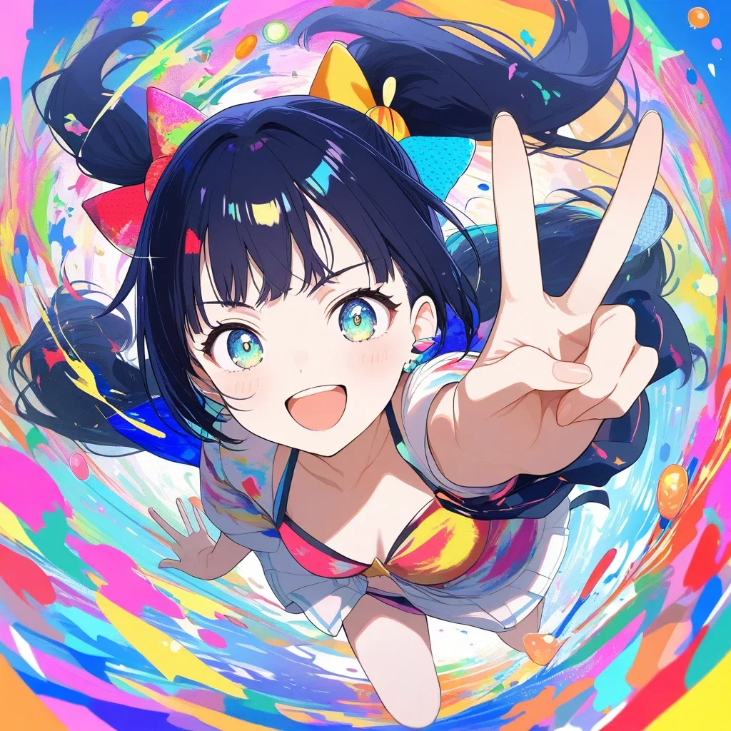 anime girl twin tails bikini dynamic pose