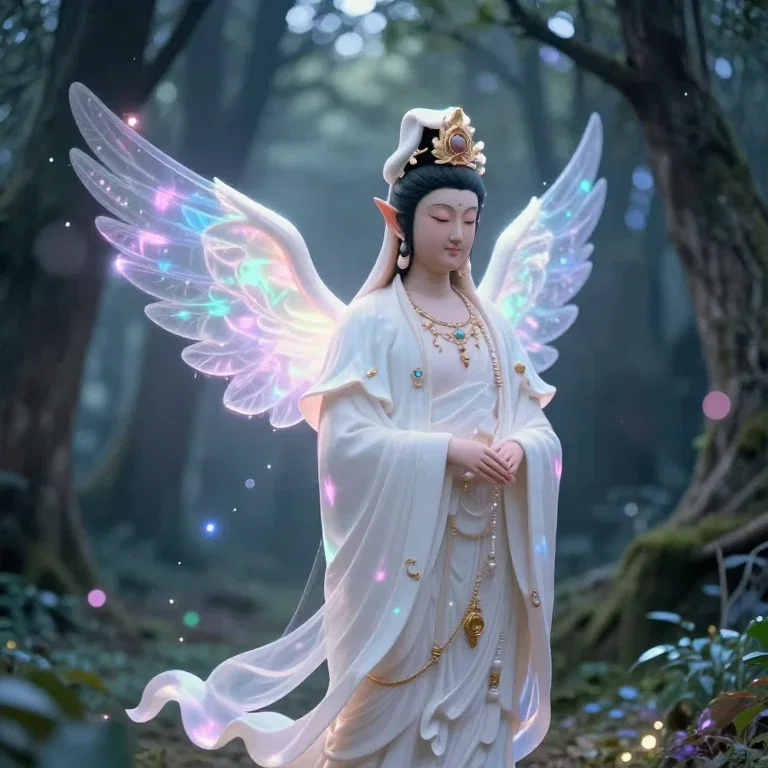 elf glow wings mystical light fantasy anime
