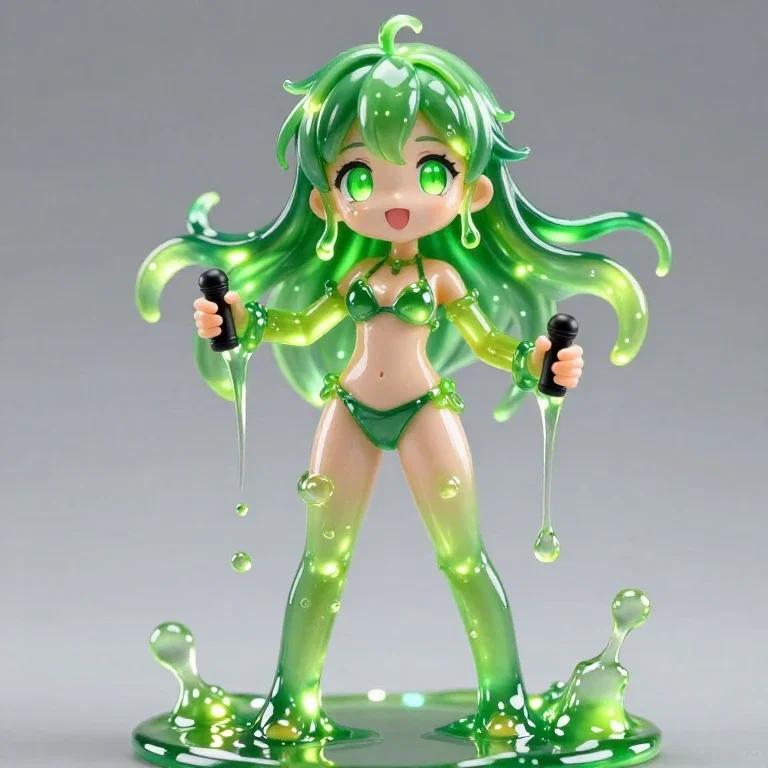 slime girl figure green translucent anime