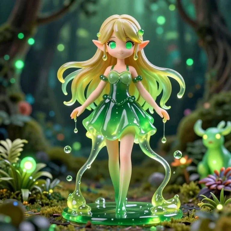 elegant elf princess green slime figure