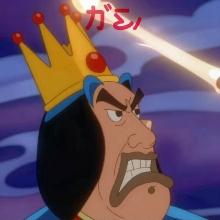 cartoon king with crown and jewels