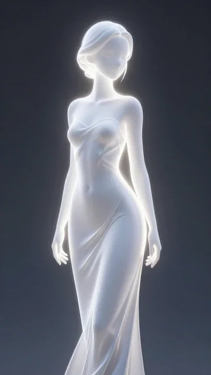 ethereal female silhouette glow 3d render