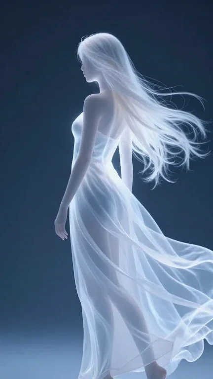 ethereal glow female silhouette flowing dress