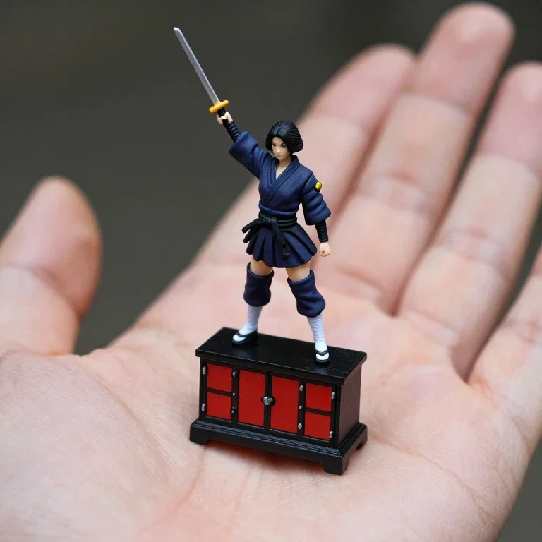 miniature japanese cabinet with ninja on hand