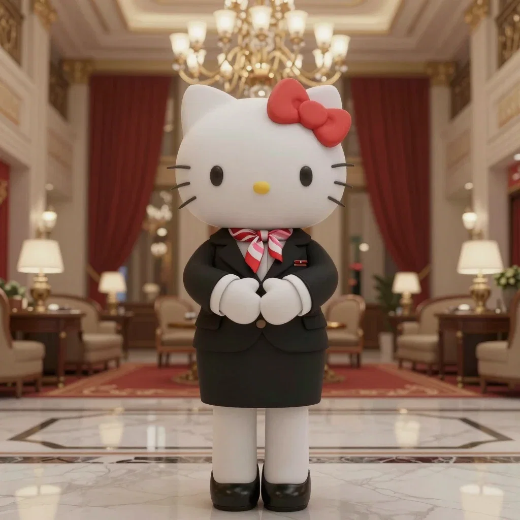 hello kitty concierge luxury hotel lobby