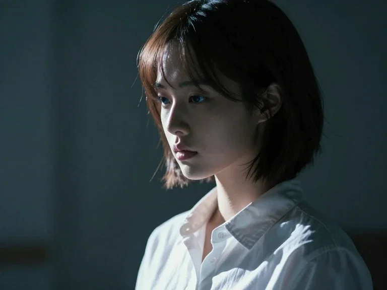 korean woman dramatic backlight cinematic tension