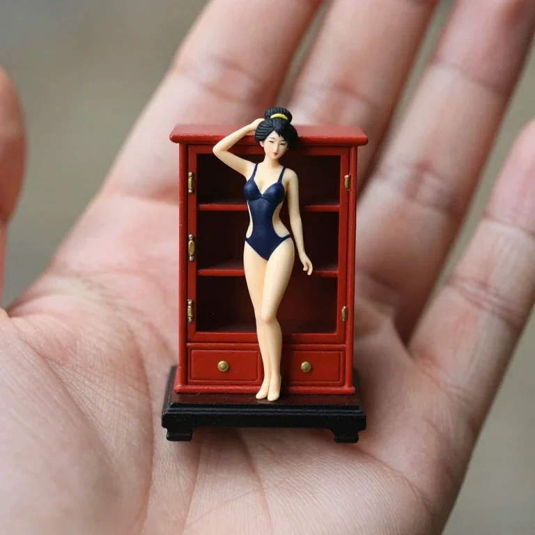 japanese cabinet woman swimsuit hand macro photography