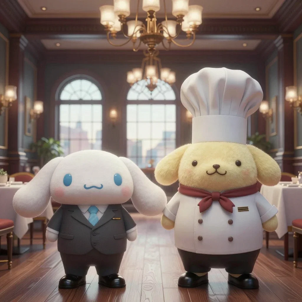 cinnamoroll pompompurin restaurant owner chef