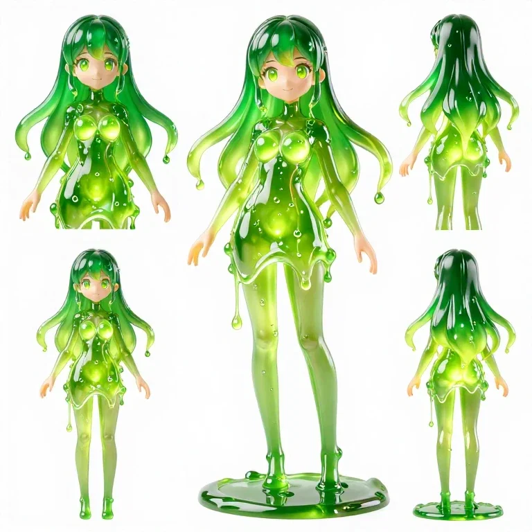 translucent green slime anime girl figure