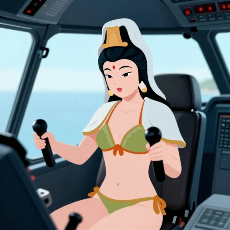 guanyin bodhisattva girl cockpit control levers