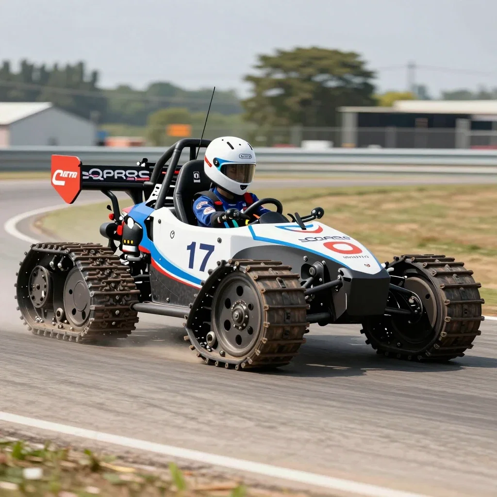 high speed racing with tank treads
