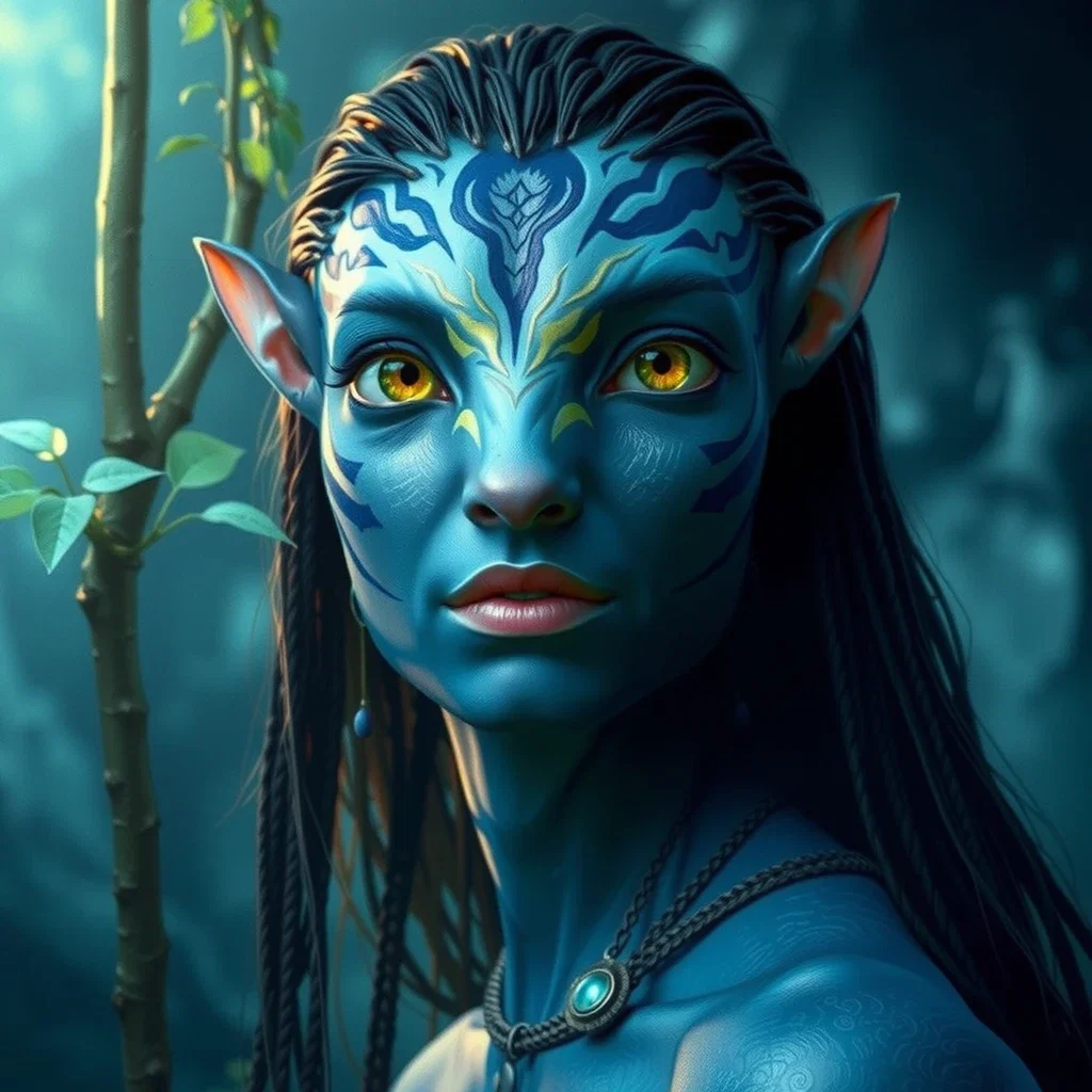 close up portrait of neytiri na vi woman fantasy art