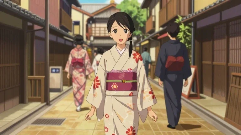 anime style woman hanako kyoto old town