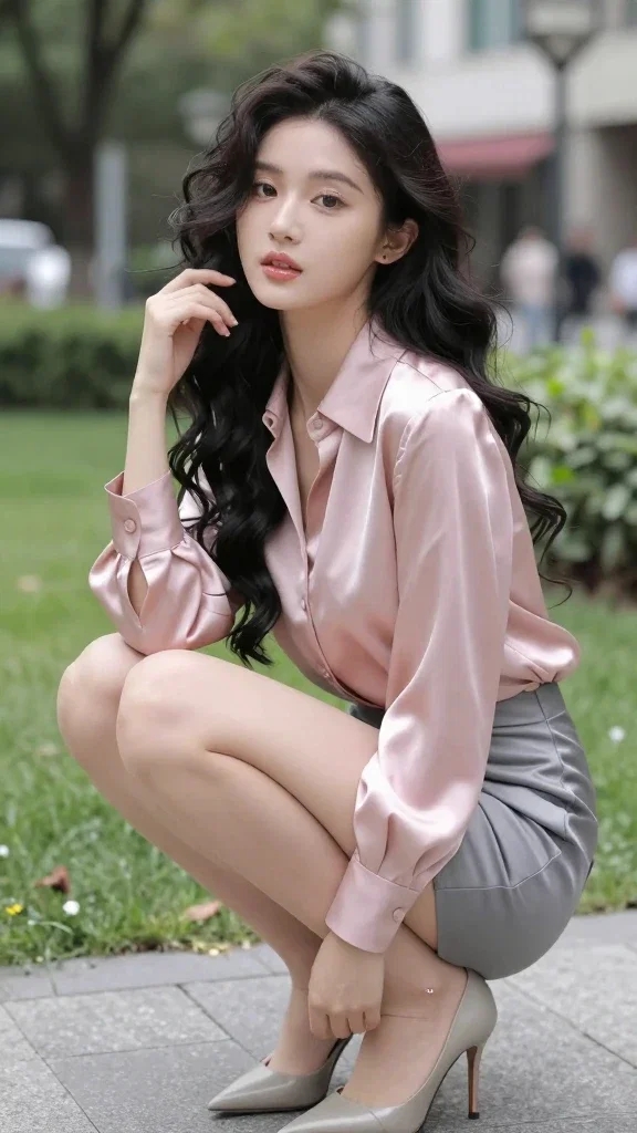 chinese beauty elegant pose garden scene