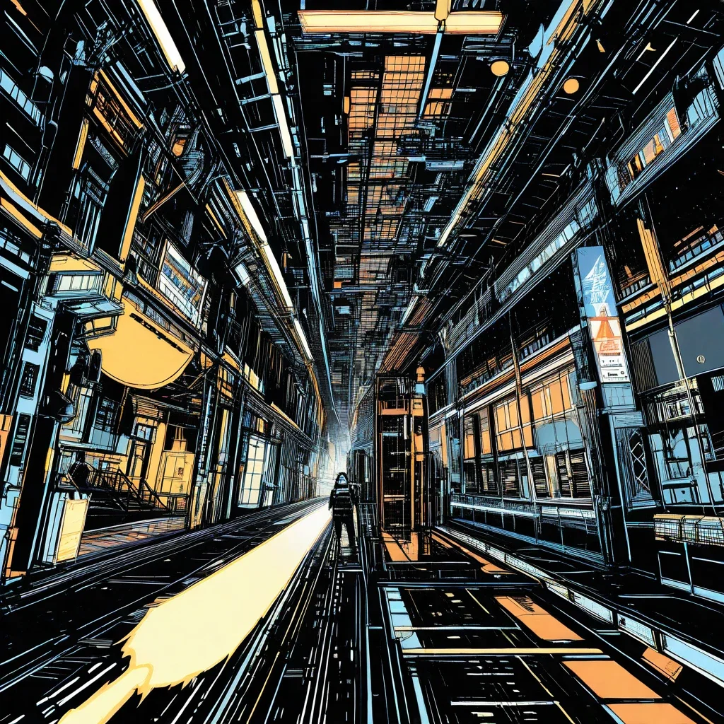 rocket launch station line art cinematic