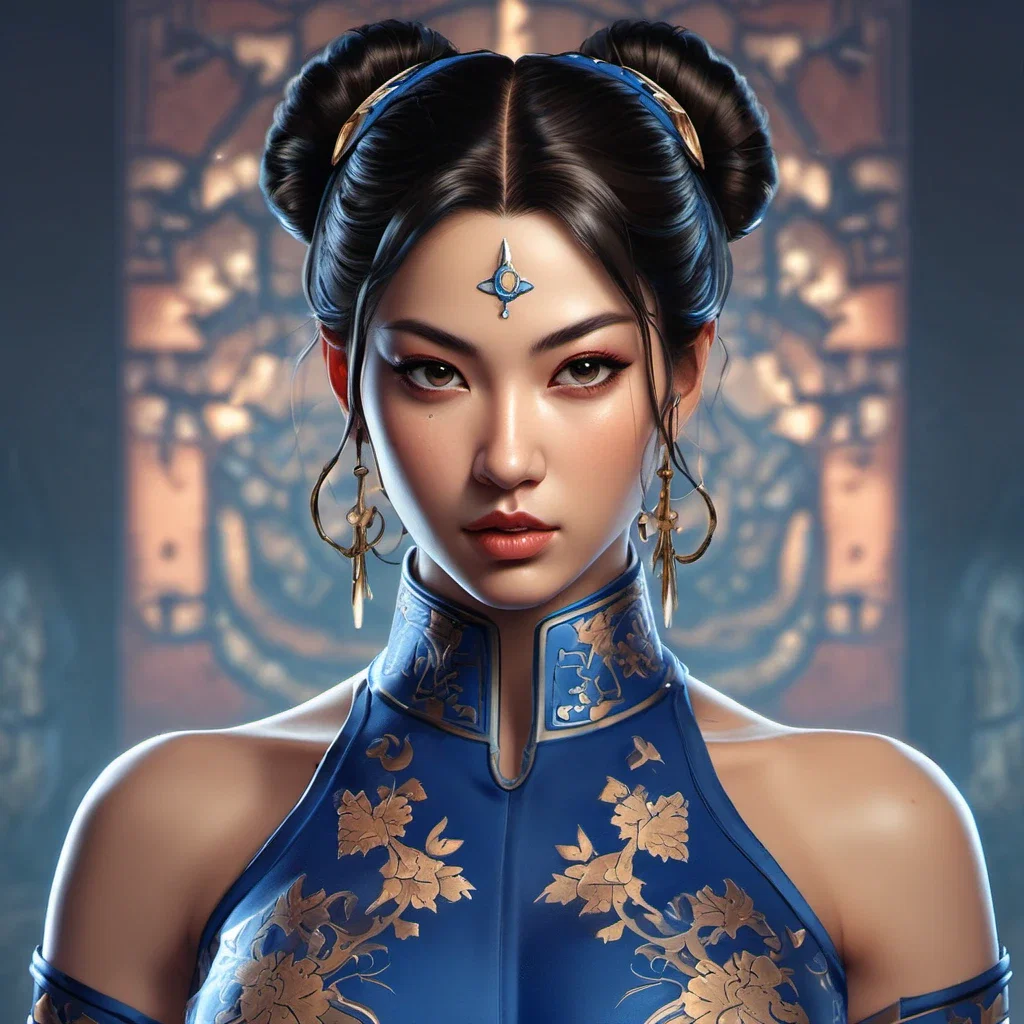 chun li digital painting portrait fierce expression