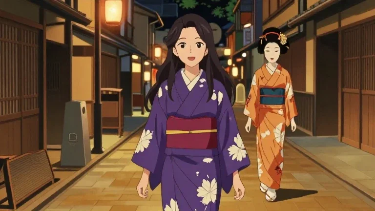 anime woman hanako kimono kyoto maiko