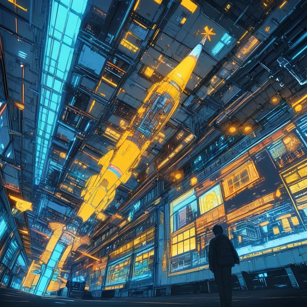 rocket launch station line art cinematic