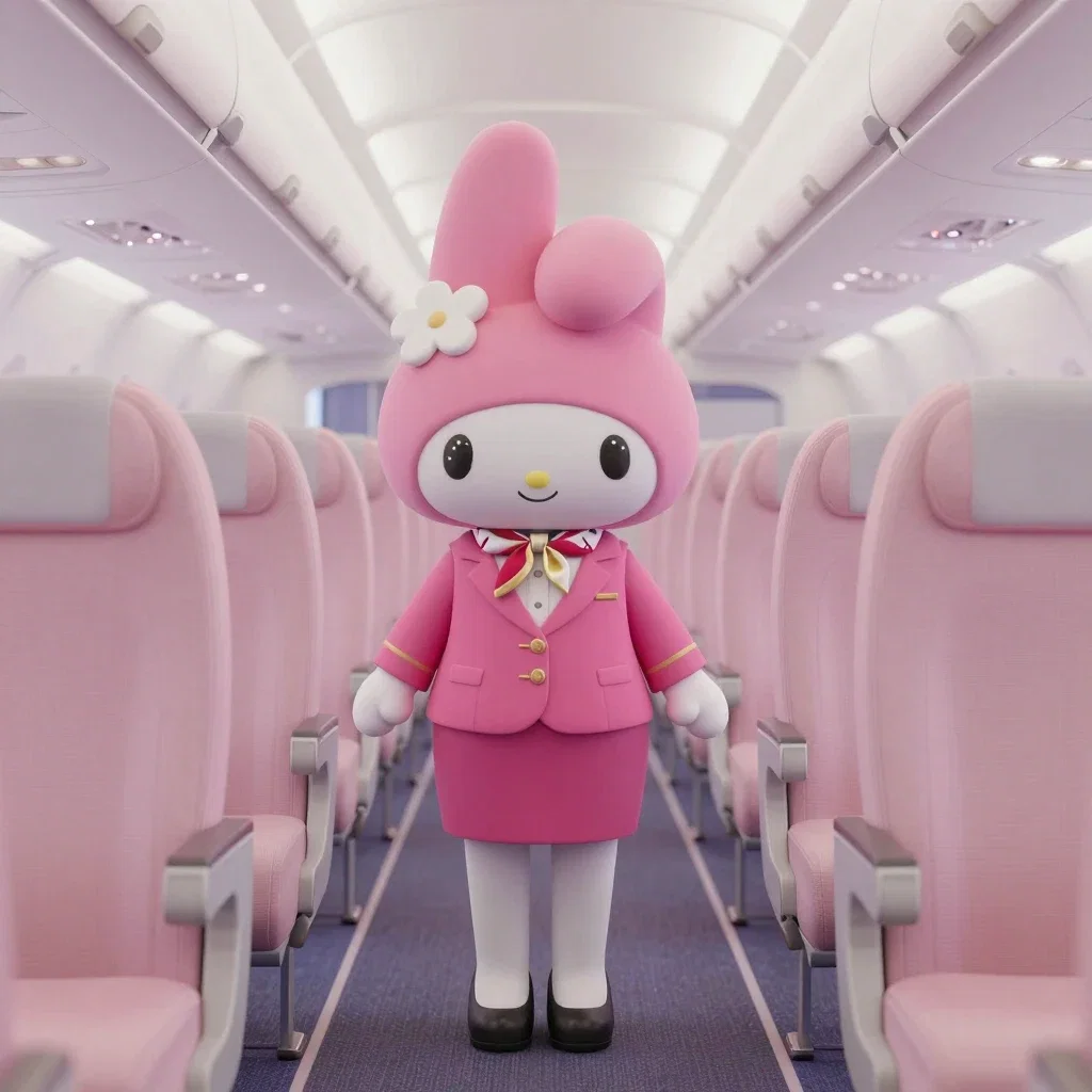 my melody cabin attendant airplane cabin pink