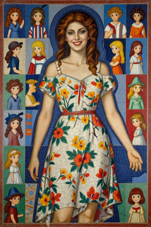 byzantine fresco fantasy woman mosaic chibi