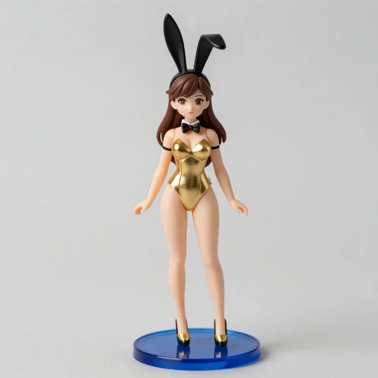 female figurine in gold bunny suit