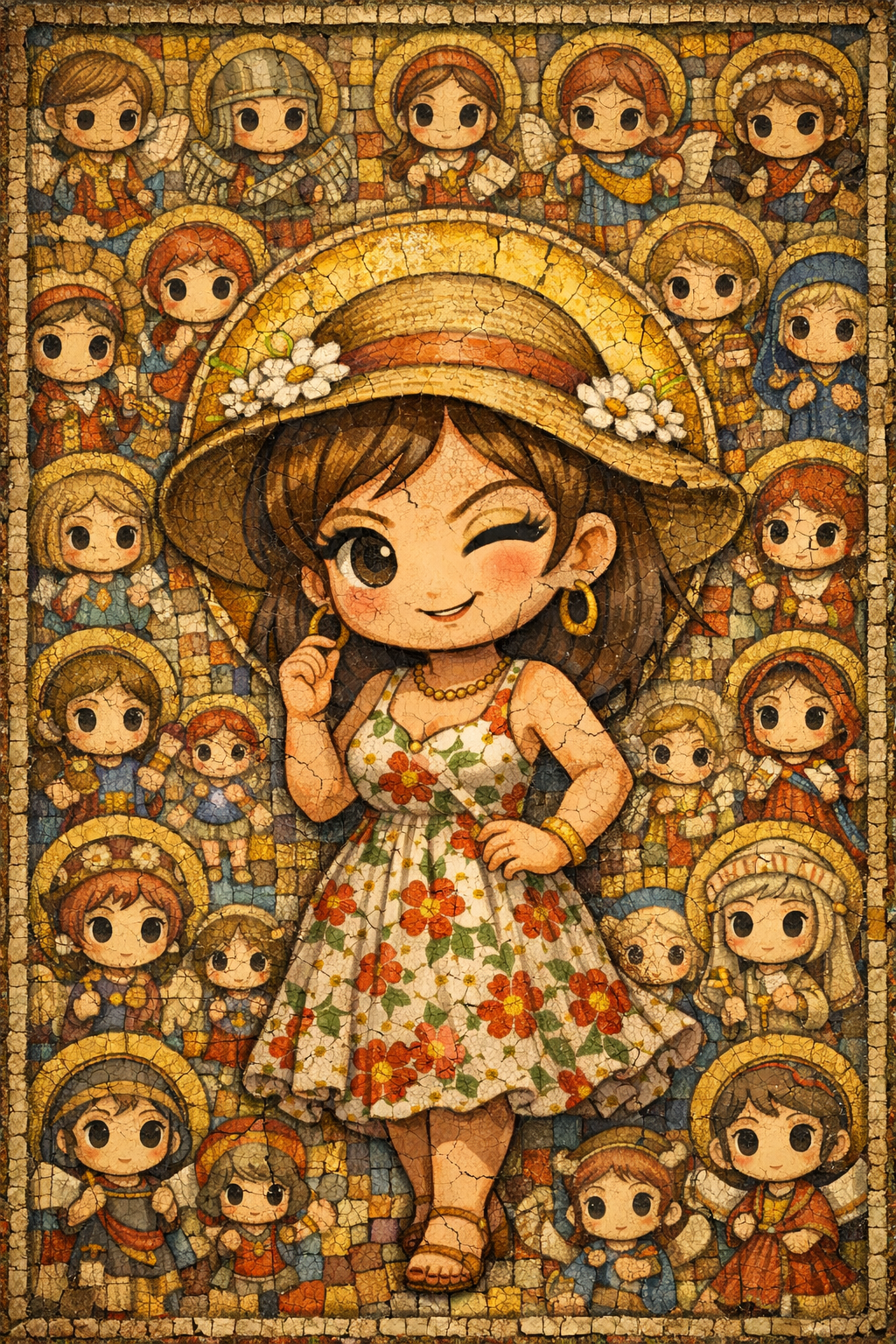 byzantine chibi fresco mosaic art