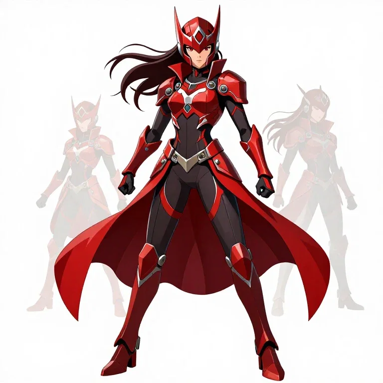 anime superhero girl in armor action pose