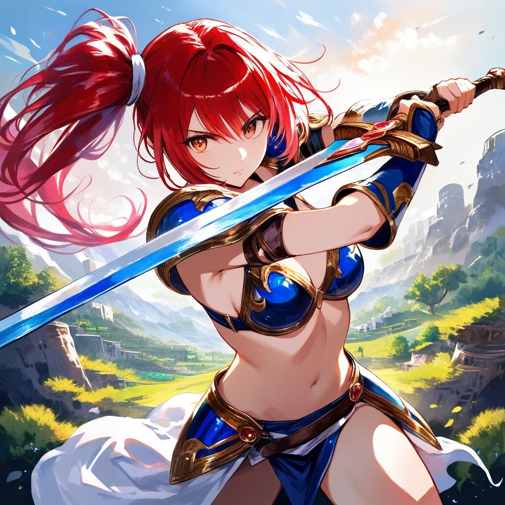 yuuko asakiri fantasy warrior ready stance