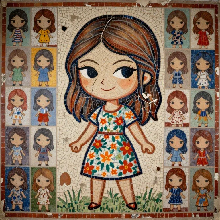 byzantine chibi fresco mosaic art