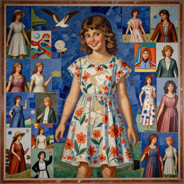byzantine frescoes modern fantasy girl mosaic
