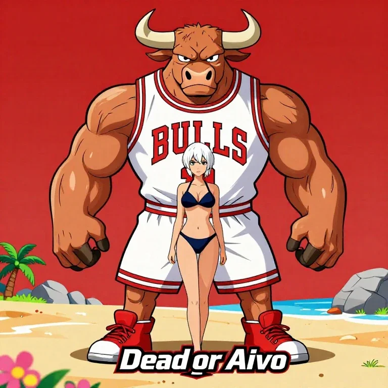 cartoon bull basketball uniform fierce expression