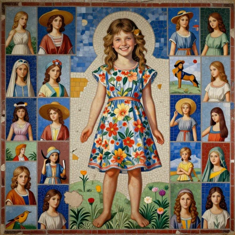 byzantine frescoes modern fantasy girl mosaic