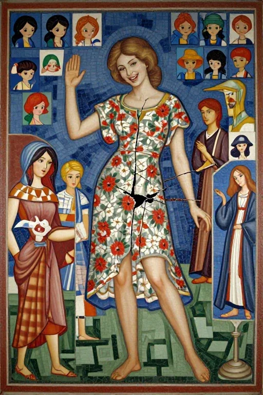 byzantine fresco fantasy woman mosaic chibi