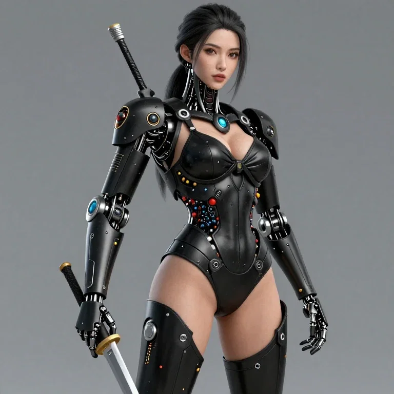 cyborg scientist mineral embedded black robot