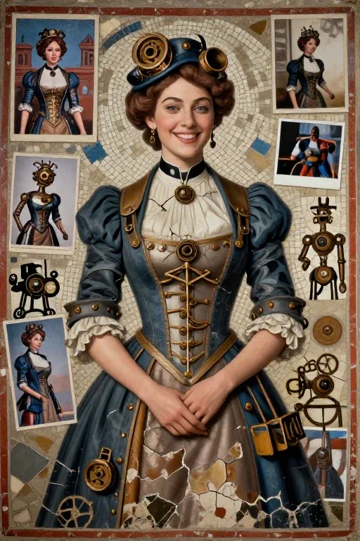steampunk byzantine fresco victorian woman mosaic