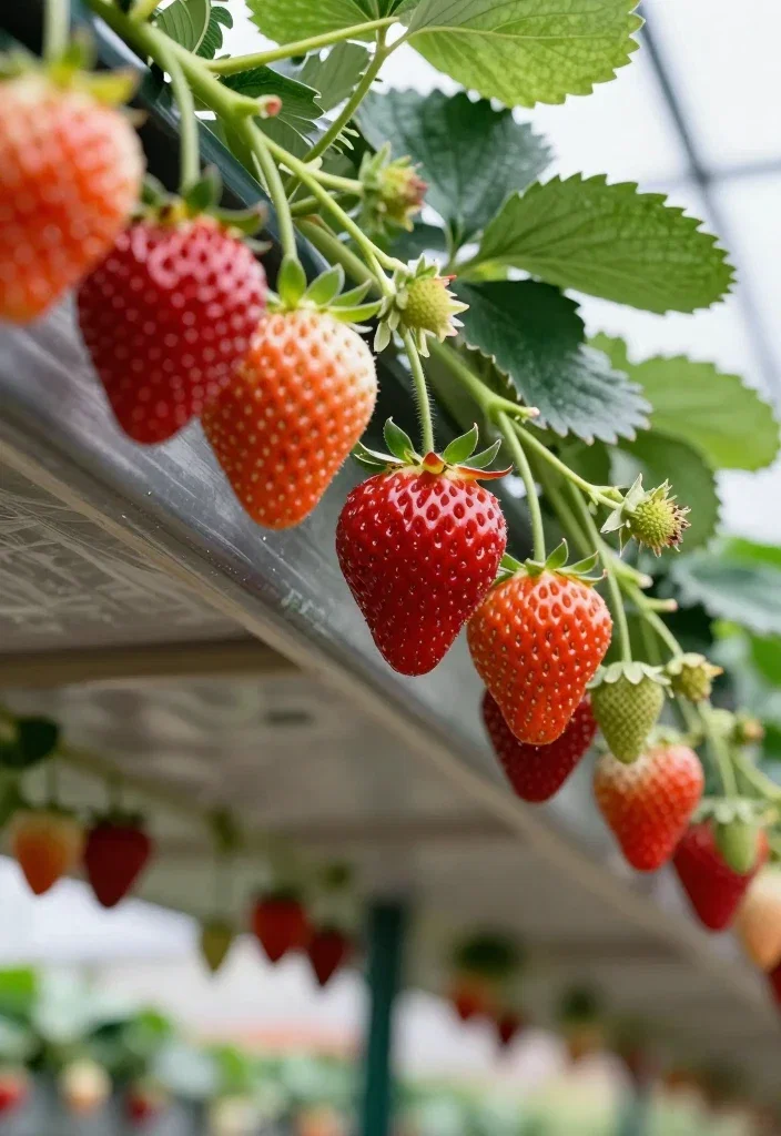 strawberries hanging from ceiling